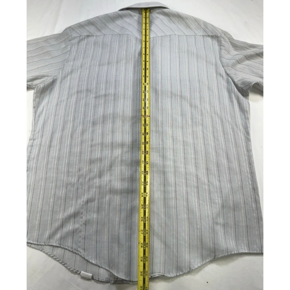 Vtg Stir-Ups Large Short‎ Sleeve Pearl Snap Light Blue Western Shirt USA